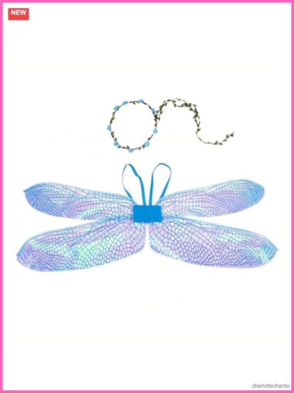 Dragonfly Wings Adult Costume Cosplay Fairy with Flower Crown Set